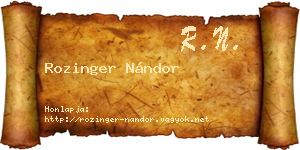 Rozinger Nándor névjegykártya